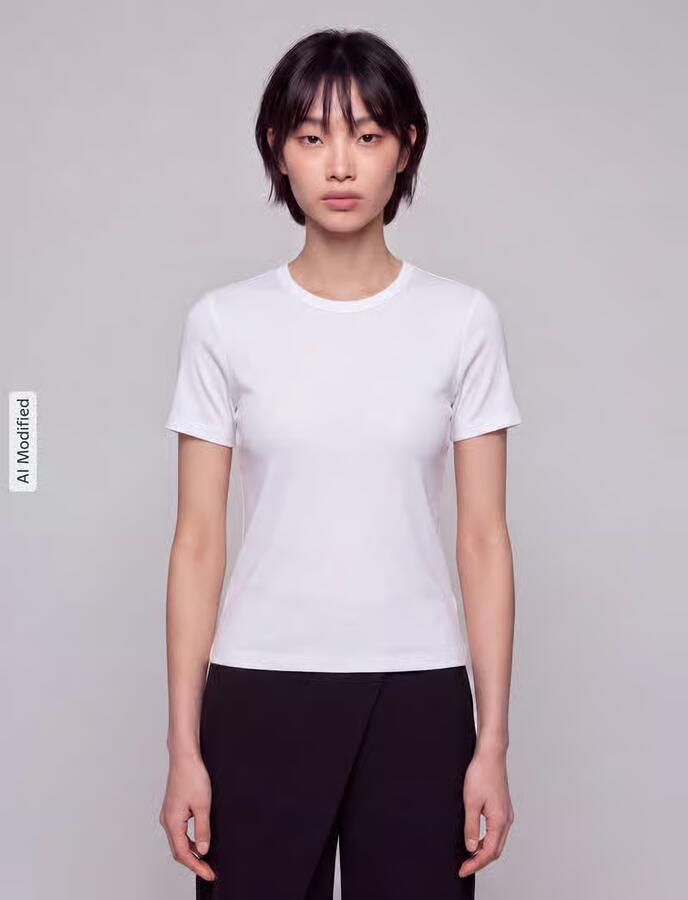 Only Slim fit t-shirt van katoenmix model 'RILEY' - Foto 4