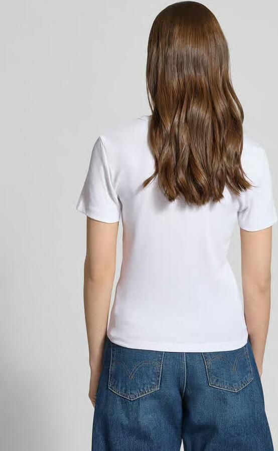 Only Slim fit T-shirt van Mix van biologisch katoen Model 'VAL LIFE' - Foto 5