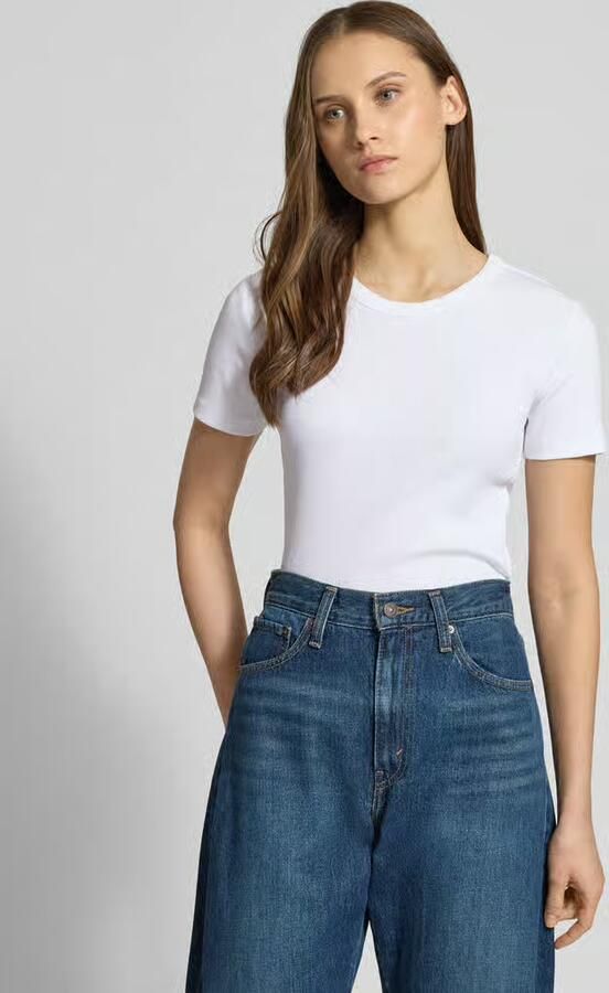 Only Slim fit T-shirt van Mix van biologisch katoen Model 'VAL LIFE' - Foto 6