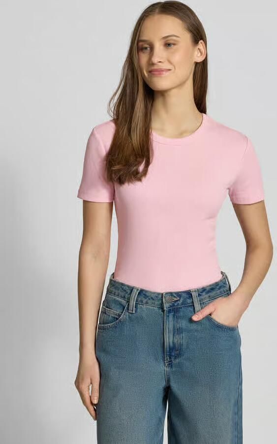 Only Slim fit T-shirt van Mix van biologisch katoen Model 'VAL LIFE' - Foto 4