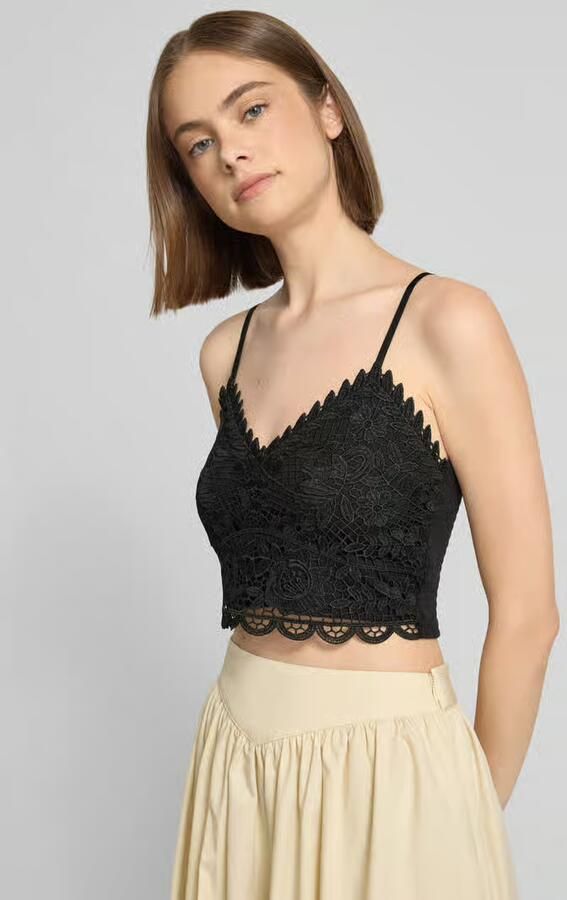 Only slim fit top met bandjes van viscosemix model 'HONEY'