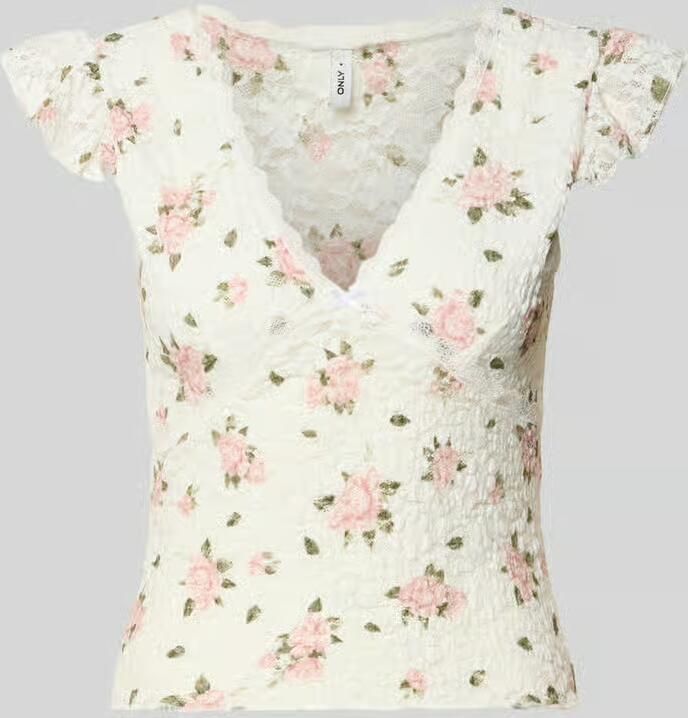 Only Slim fit top met diepe V-hals model 'SAGA' - Foto 2