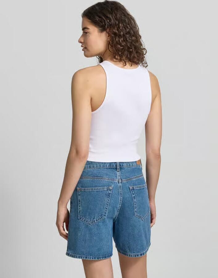 Only slim fit top van katoenmix model 'SHELLY'