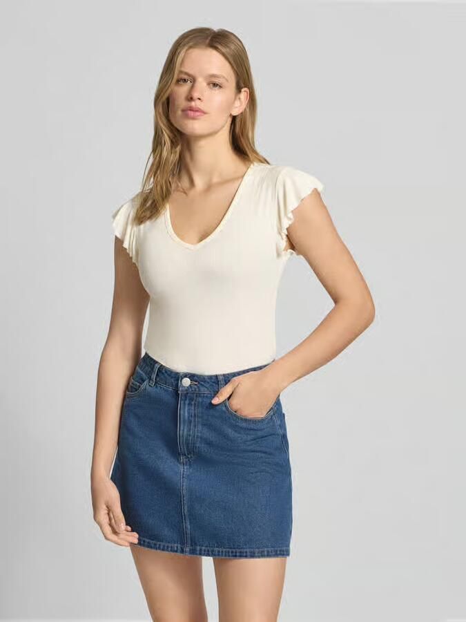 Only Shirt met V-hals ONLBELIA S L TOP JRS NOOS - Foto 5