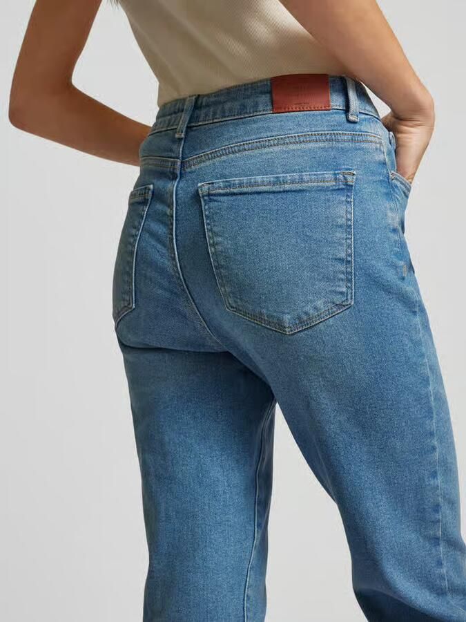 ONLY high waist cropped slim fit jeans ONLEMILY medium blue denim - Foto 3