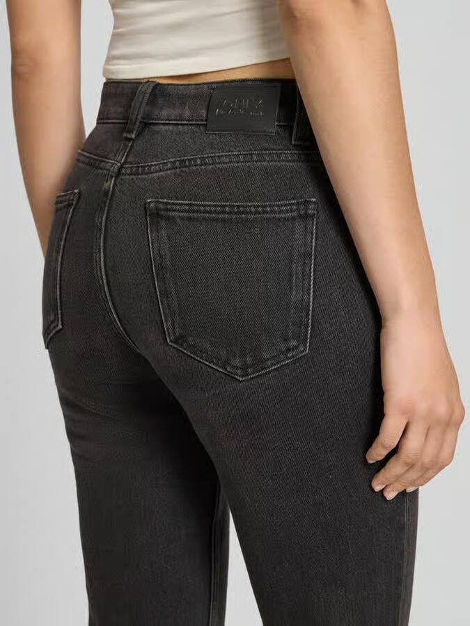 ONLY cropped high waist straight leg jeans ONLEMILY black denim regular - Foto 4