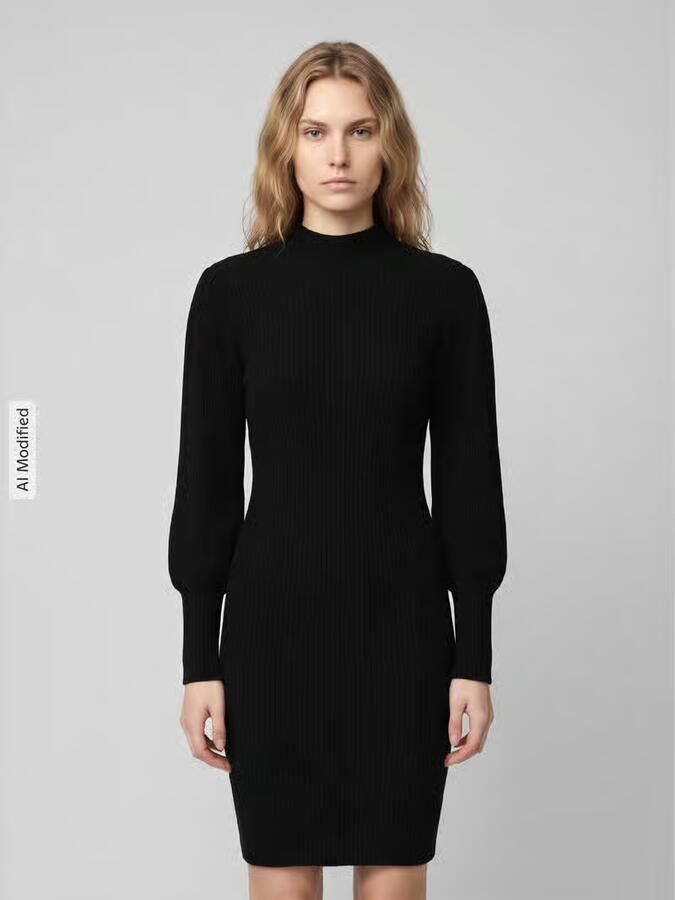 Only Comfort fit gebreide jurk van viscosemix model 'KATIA' - Foto 5