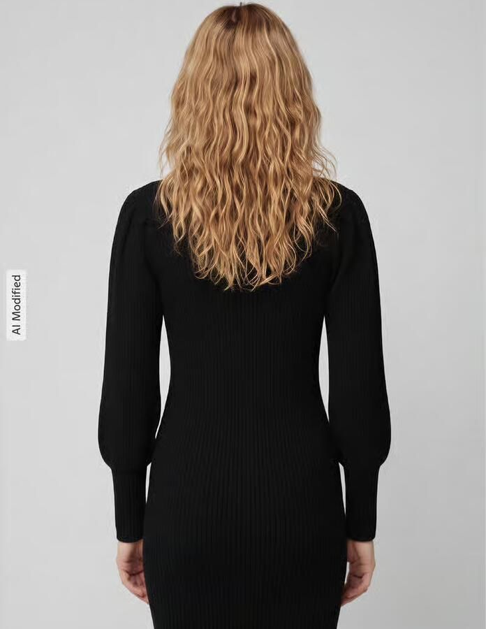Only Comfort fit gebreide jurk van viscosemix model 'KATIA' - Foto 4