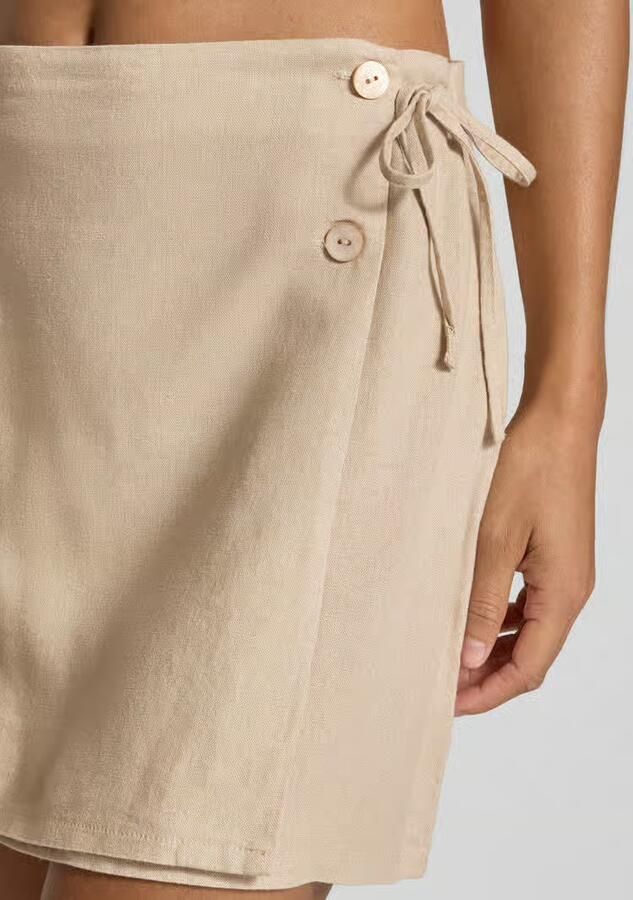 Only Uitlopende wikkelrok van een mix van viscose en linnen model 'CARO' - Foto 5