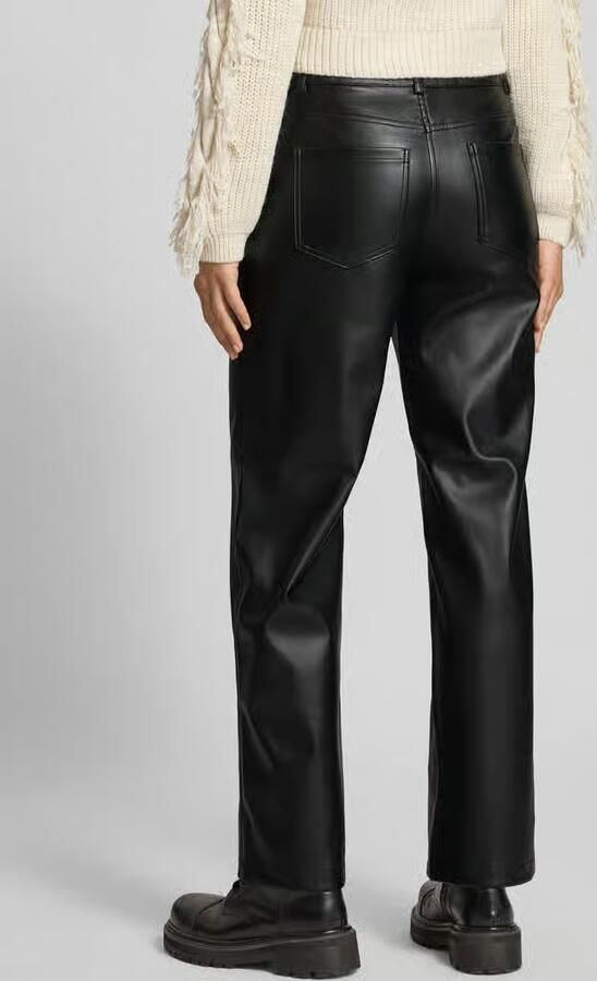 ONLY coated high waist straight fit broek ONLKIRI zwart - Foto 4
