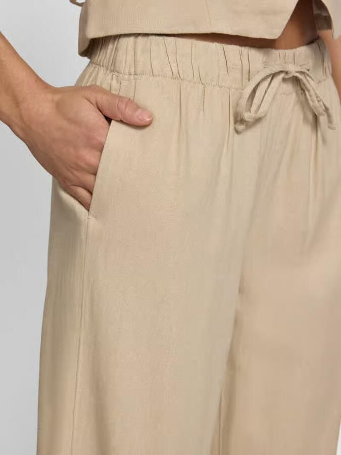Only Wide leg linnenbroek met elastische band model 'GOA' - Foto 4