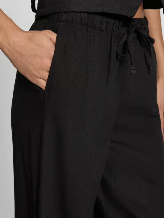 Only Wide leg linnenbroek met elastische band model 'GOA'