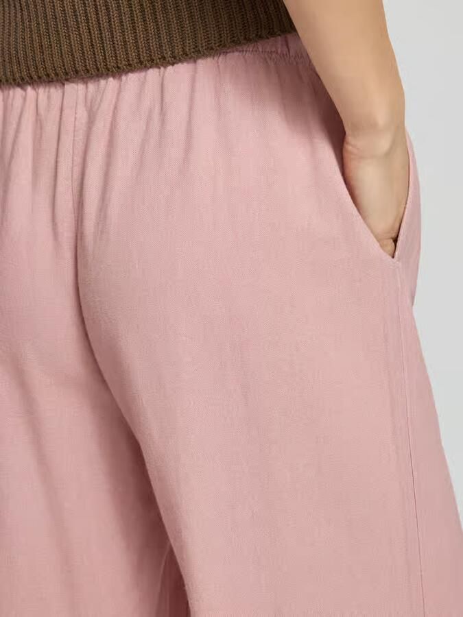 Only Wide leg linnenbroek met elastische band model 'GOA'