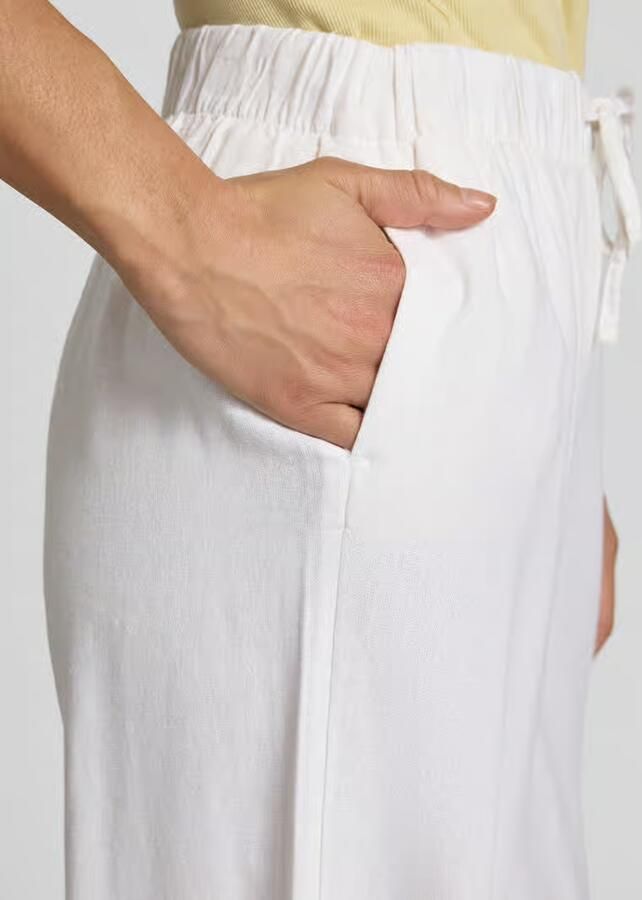 Only Wide leg linnenbroek met elastische band model 'GOA'
