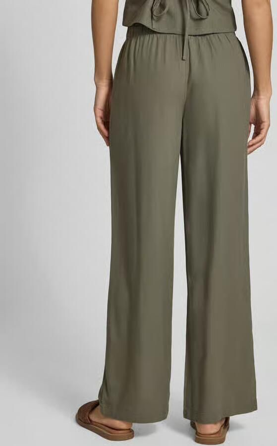 Only Wide leg linnenbroek met elastische band model 'GOA'