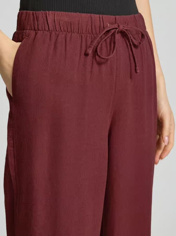 Only Wijd uitlopende broek van mix van viscose en linnen model 'GOA' - Foto 2
