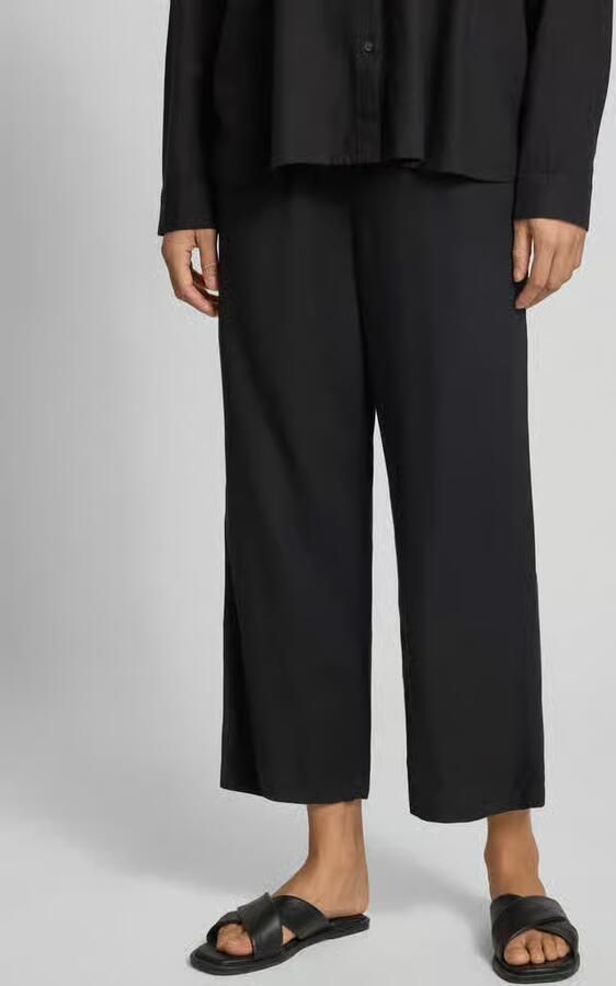 Only Wijd uitlopende broek van mix van viscose en linnen model 'GOA' - Foto 2