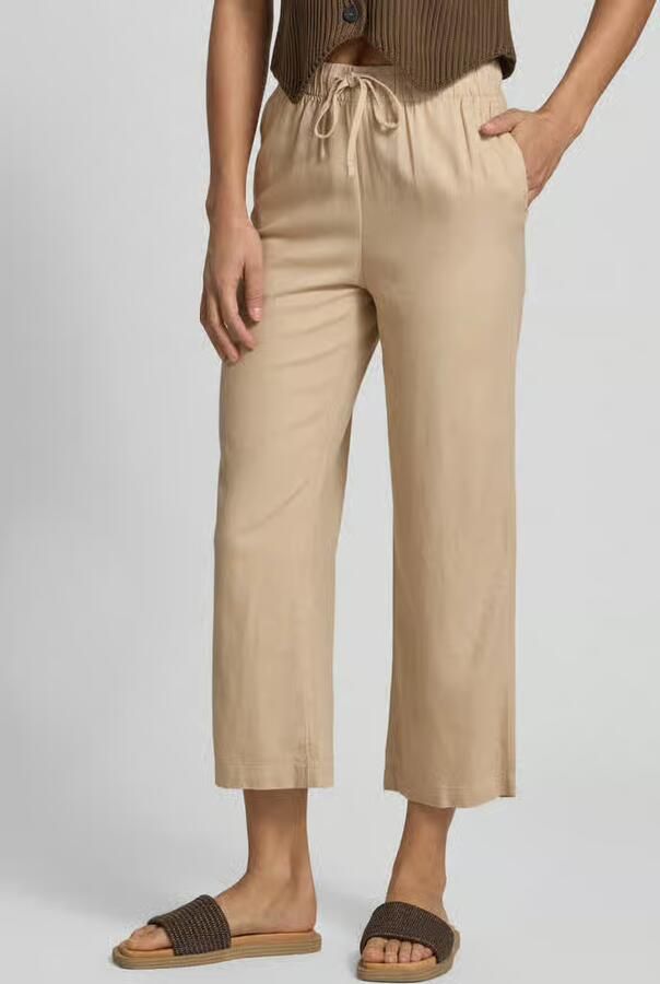 Only Wijd uitlopende broek van mix van viscose en linnen model 'GOA' - Foto 3