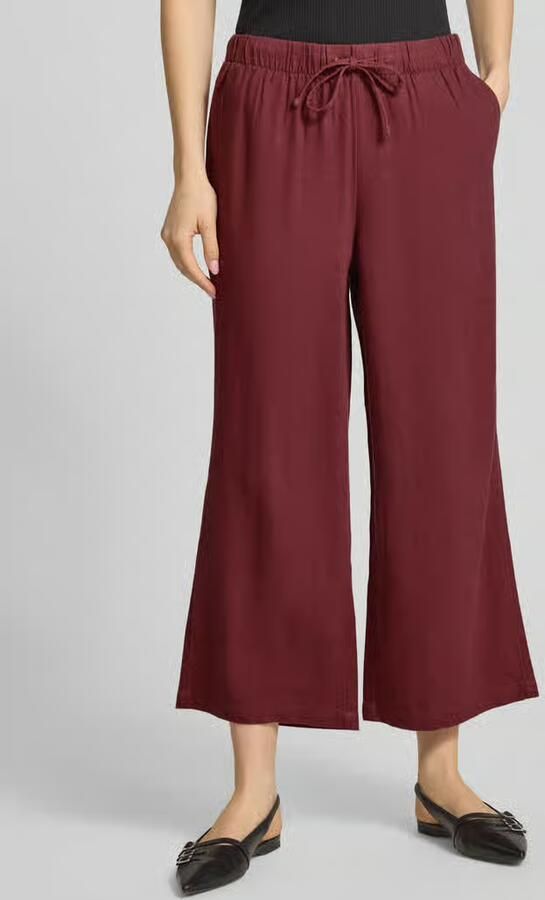 Only Wijd uitlopende broek van mix van viscose en linnen model 'GOA' - Foto 4