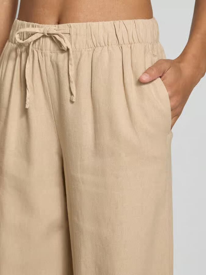 Only Regular fit broek van een mix van linnen en viscose met tunnelkoord - Foto 2