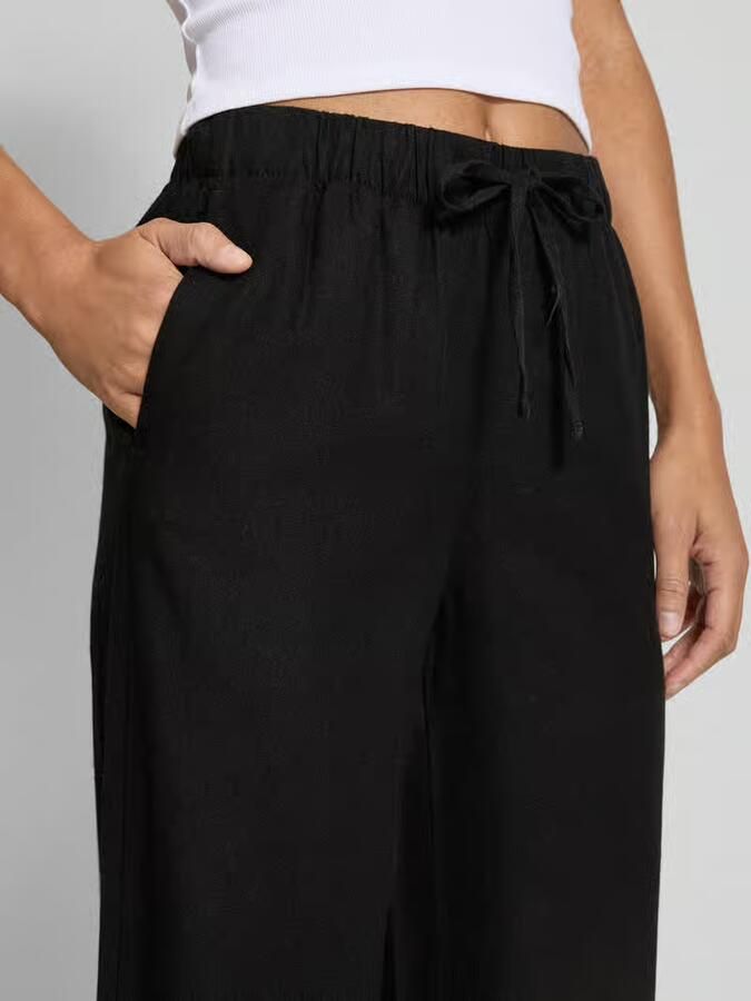Only Regular fit broek van een mix van linnen en viscose met tunnelkoord - Foto 2