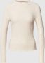 Only Beige Effen Gebreide Trui Lange Mouwen Ronde Hals Beige Dames - Thumbnail 2