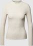 Only Beige Effen Gebreide Trui Lange Mouwen Ronde Hals Beige Dames - Thumbnail 2