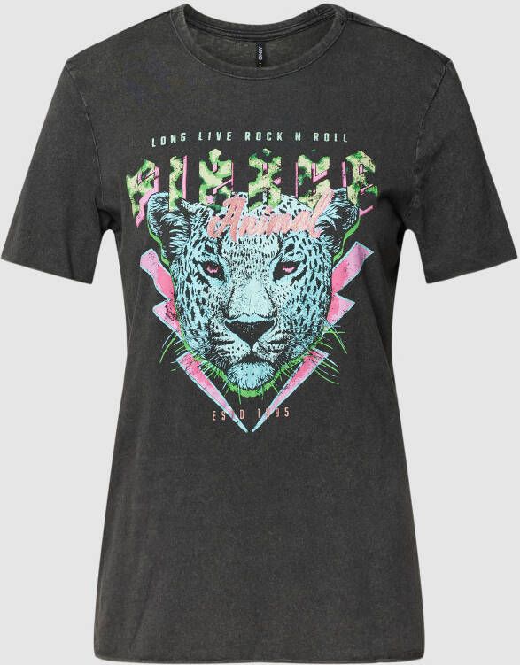 Only Shirt met ronde hals ONLLUCY REG S S COLOR LEO TOP BOX JRS