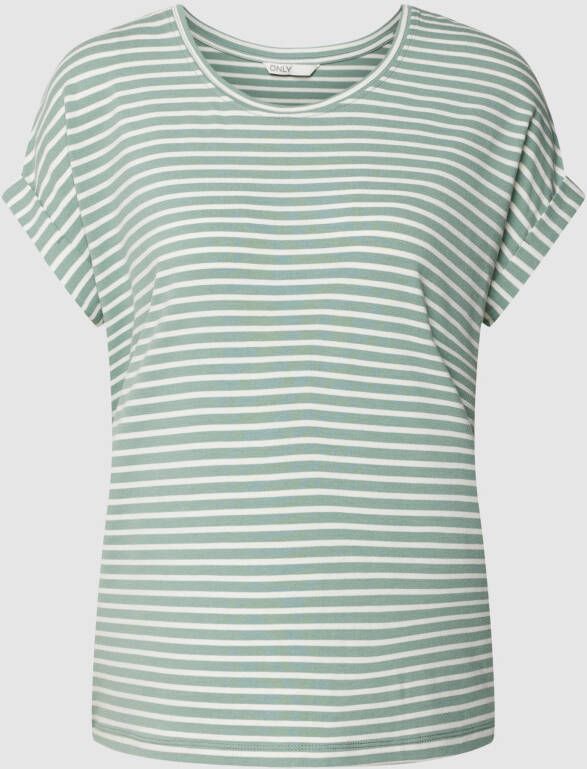 Only T-shirt met streepmotief en vaste mouwomslagen