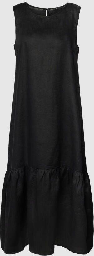 Opus Midi-jurk van linnen met ronde hals model 'Wesper'