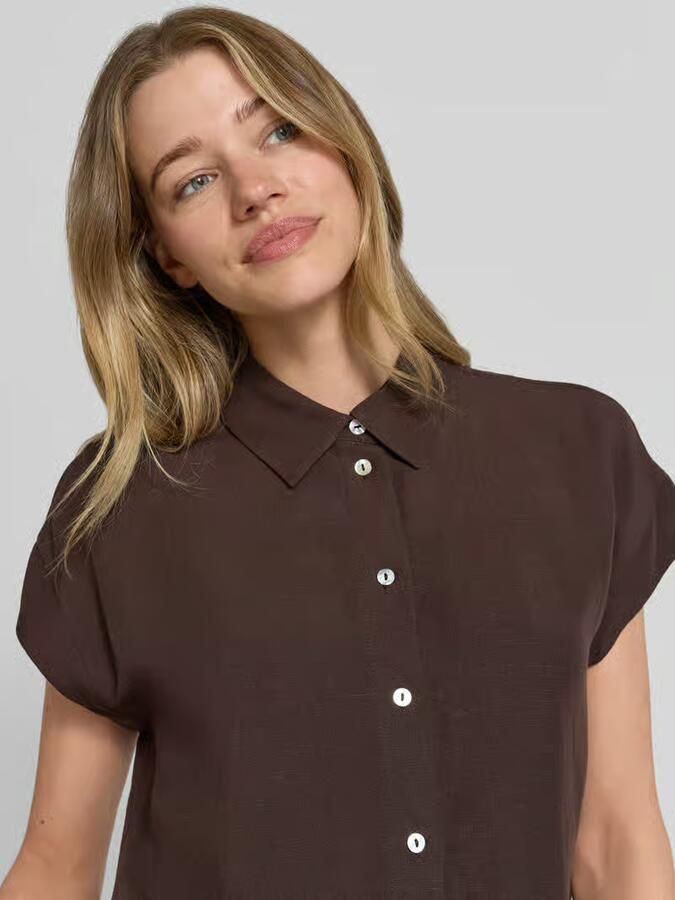 Opus Blouse met linnen en overhemdkraag model 'Falvia'