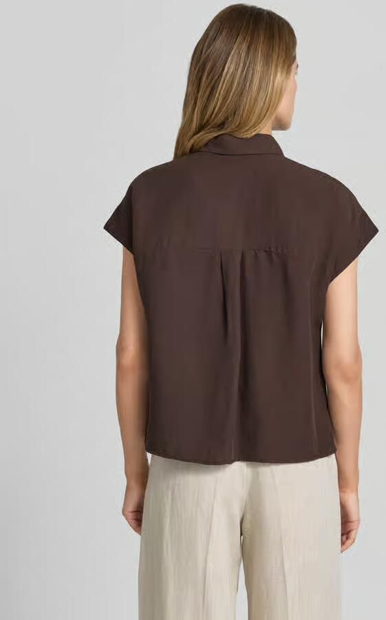 Opus Blouse met linnen en overhemdkraag model 'Falvia'