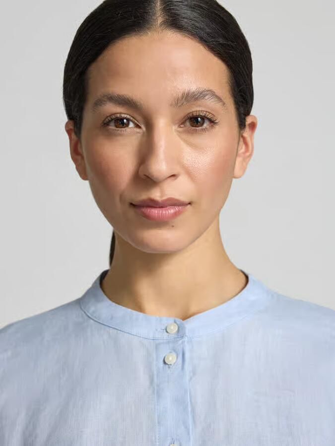 Opus Blouse van linnen met trompetmouwen model 'Fulis'