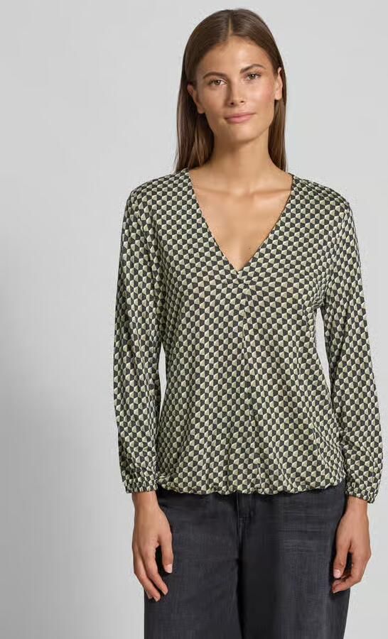Opus Shirt met lange mouwen van viscose met V-hals model 'Sannah iconic' - Foto 2