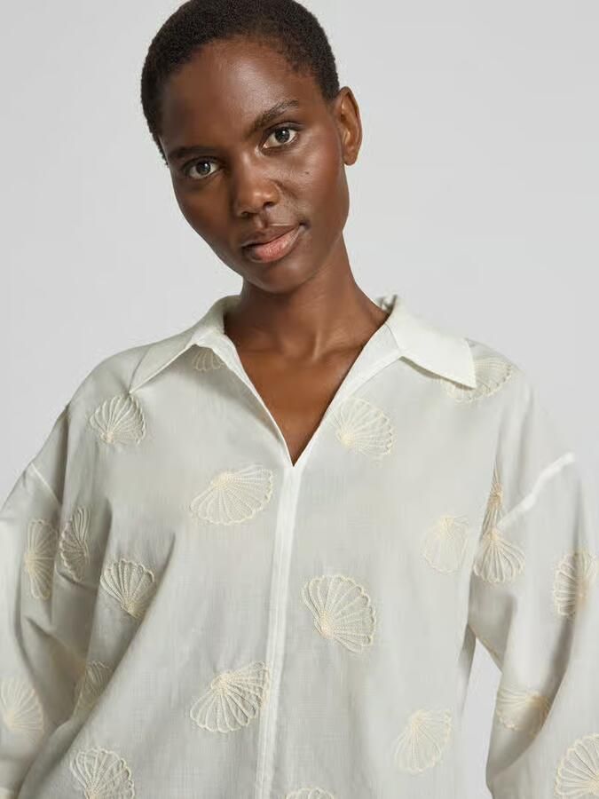 Opus boxy fit blouse met stitchings model 'Famoni'