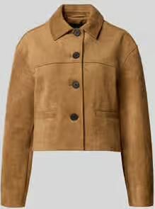 Opus boxy fit jack met platte kraag model 'Henso'