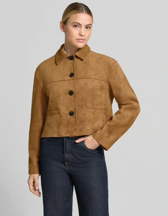 Opus boxy fit jack met platte kraag model 'Henso' - Foto 2