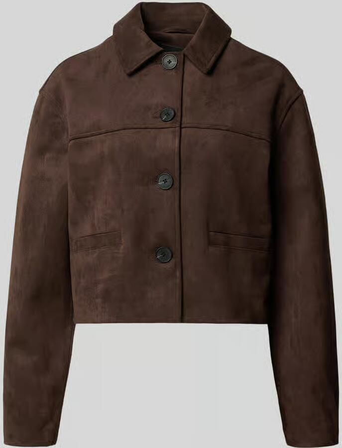 Opus boxy fit jack met platte kraag model 'Henso'