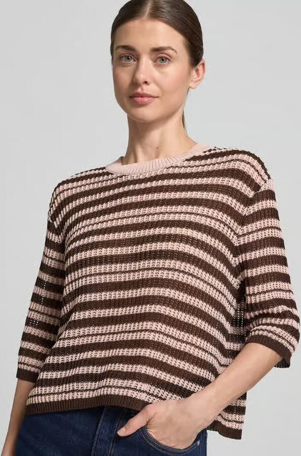Opus Gebreid shirt met 3 4-mouw model 'Punny'