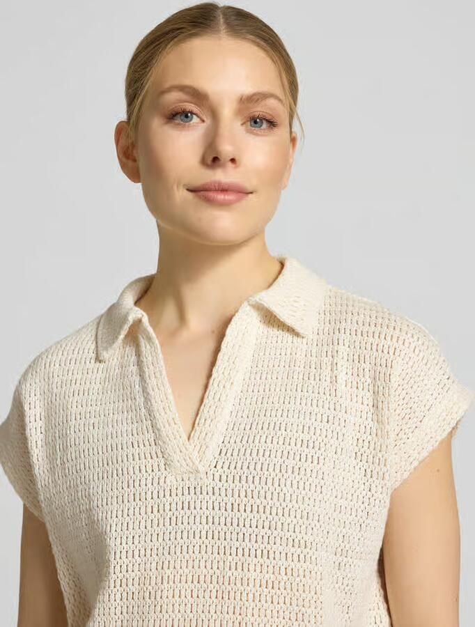 Opus Gebreid shirt met polokraag en V-hals model 'Somona'