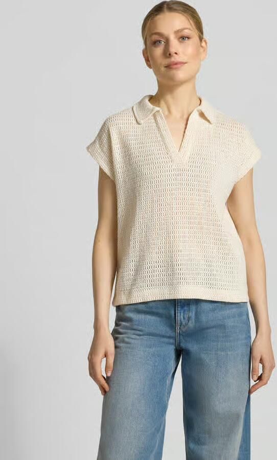 Opus Gebreid shirt met polokraag en V-hals model 'Somona' - Foto 3
