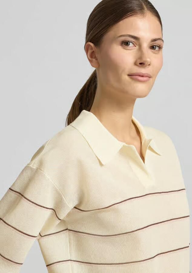 Opus Gebreid shirt van viscosemix met polokraag model 'Pringi'