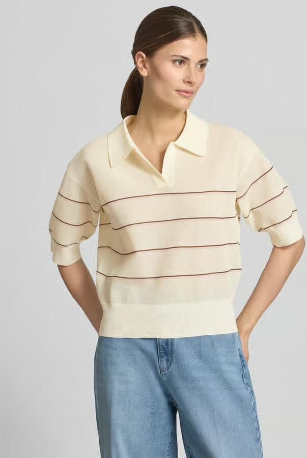 Opus Gebreid shirt van viscosemix met polokraag model 'Pringi' - Foto 2