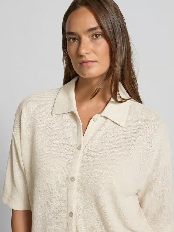 Opus Gebreid shirt van viscosemix met polokraag model 'Sitrica'