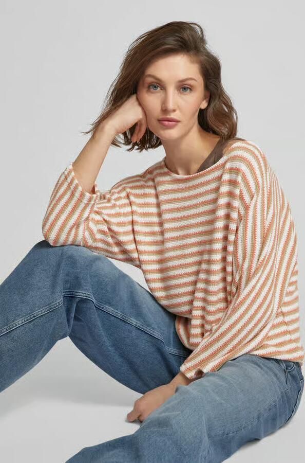 Opus Gebreide pullover met streepmotief model 'Guste' - Foto 2