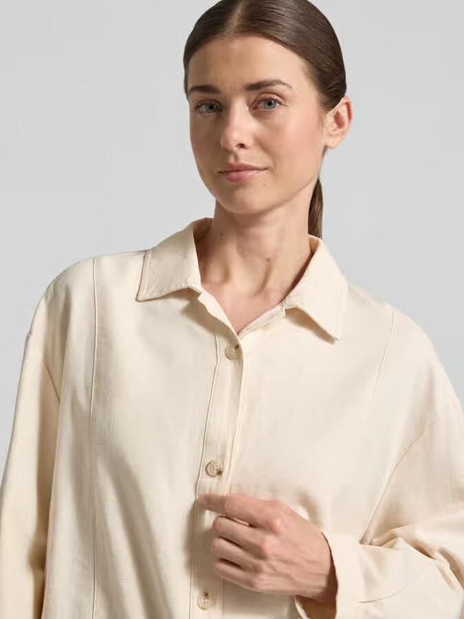 Opus Hemdjack van mix van katoen en linnen relaxed fit model 'Formente'