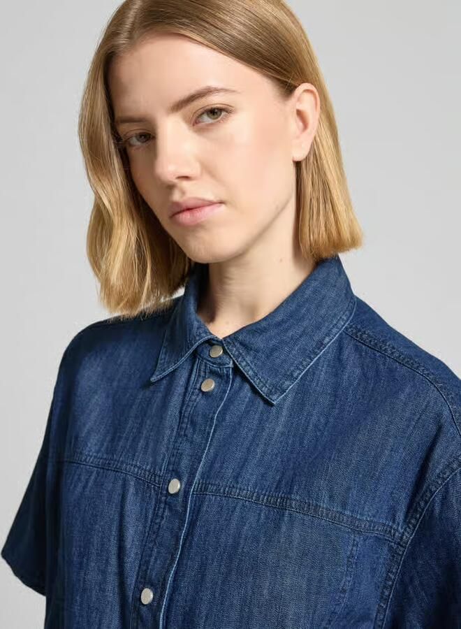 Opus Jeansblouse met kentkraag model 'Ferluna'