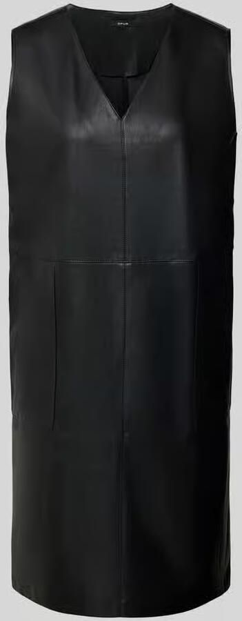 Opus Knielange jurk in leerlook model 'Wancy'