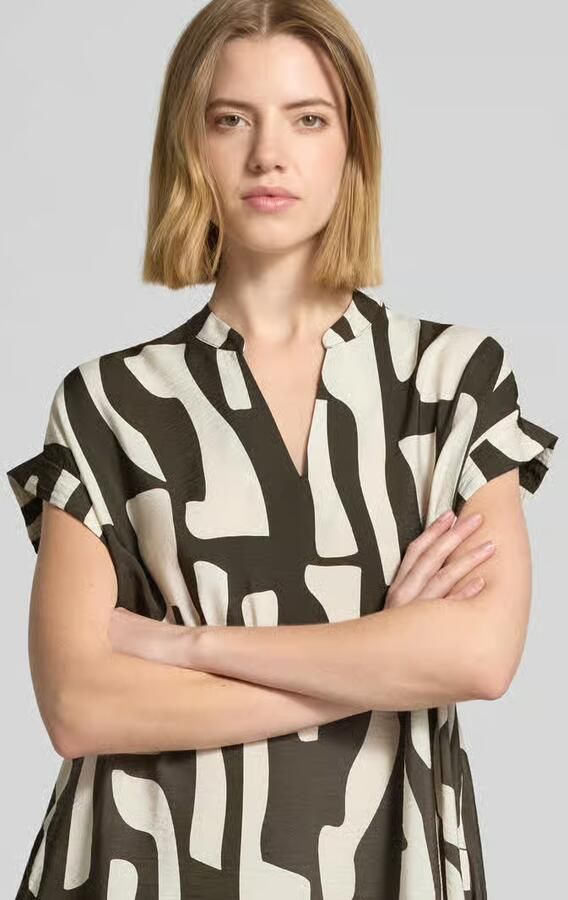 Opus Knielange jurk met tuniekkraag model 'Wulana dune'