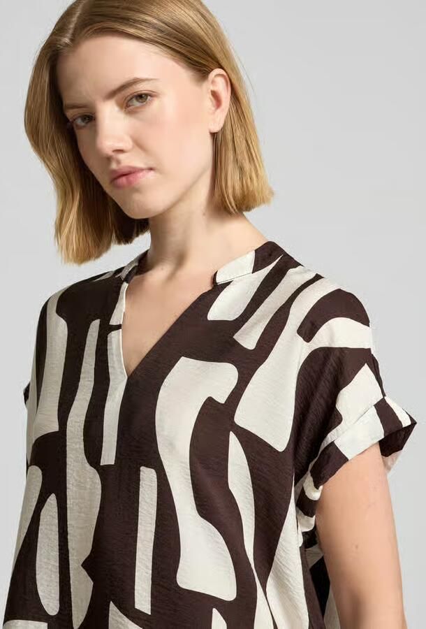 Opus Knielange jurk met tuniekkraag model 'Wulana dune'